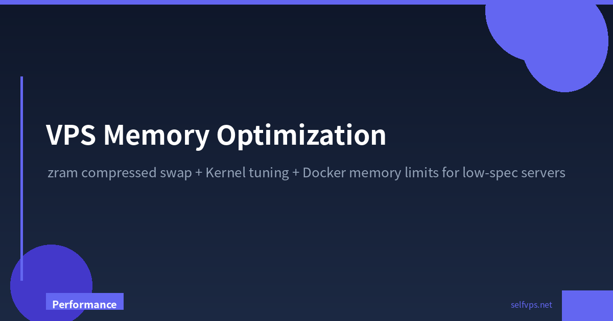 VPS Memory Optimization Complete Guide: zram Compressed Swap + Kernel Tuning + Docker Memory Limits