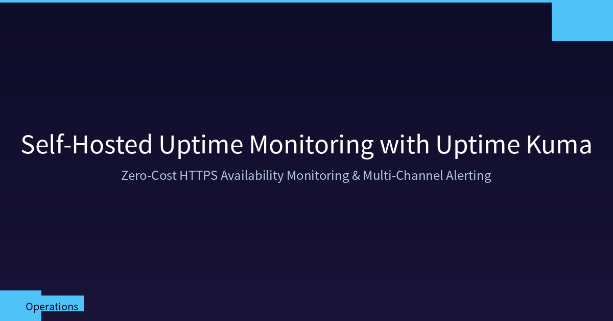 Self-Hosted Uptime Monitoring with Uptime Kuma: Zero-Cost HTTPS & Multi-Channel Alerts
